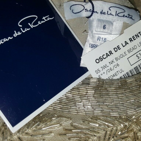 *$11,790 NEW R18 OSCAR DE LA RENTA CHAMPAGNE GOLD LEAF BEAD GOWN US 6, 12 - Picture 12 of 15